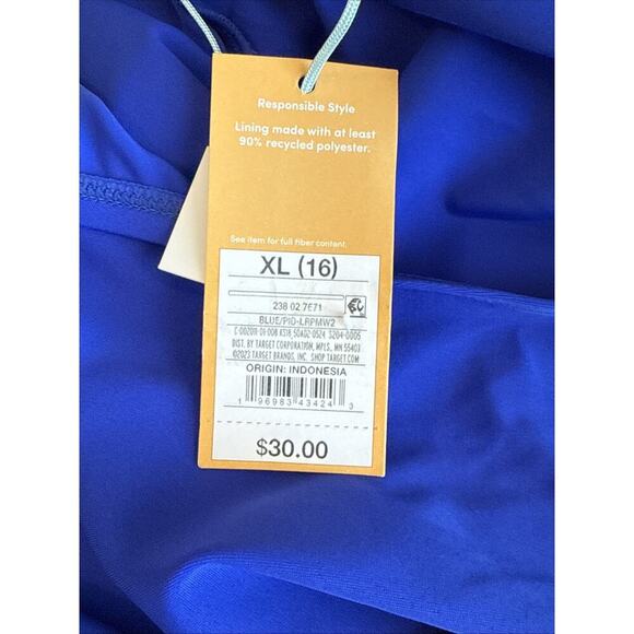 NWT Kona Sol Size XL 16 Royal Blue Underwired Swim Top With Back Hook Closure - Picture 9 of 13